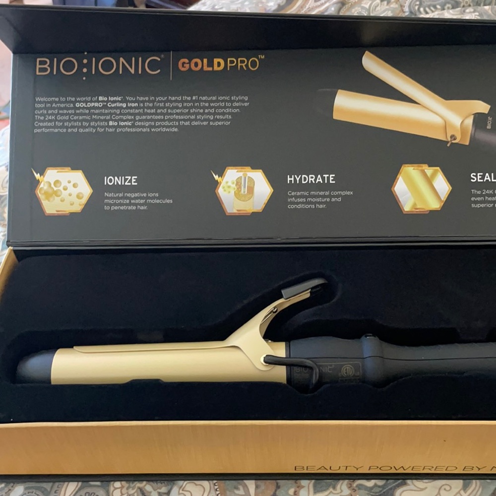 Bio Ionic Gold Pro 1.25 Curling Iron NIB